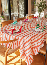 Toalha de Mesa Babado - Listrado Romã